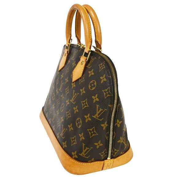 LOUIS VUITTON LV Logo Alma Hand Bag Monogram Leather Brown France - Picture 4 of 16